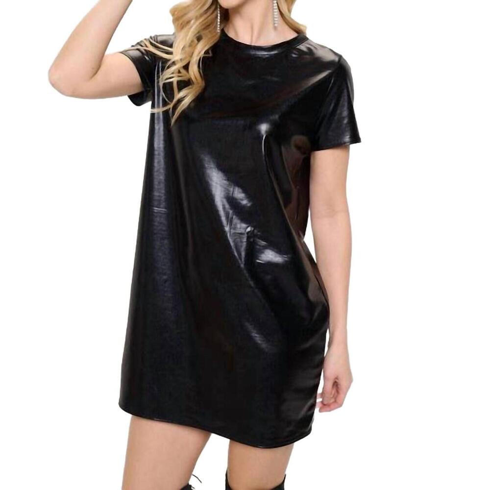 NEW RENEEC. metallic short sleeve dress in black